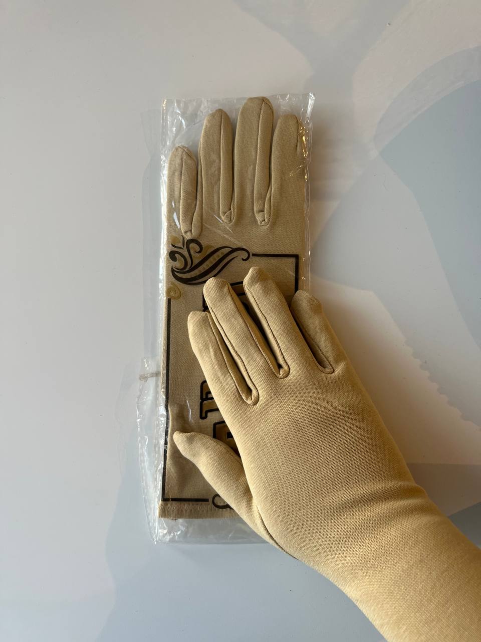 Handschuhe Beige Baumwolle