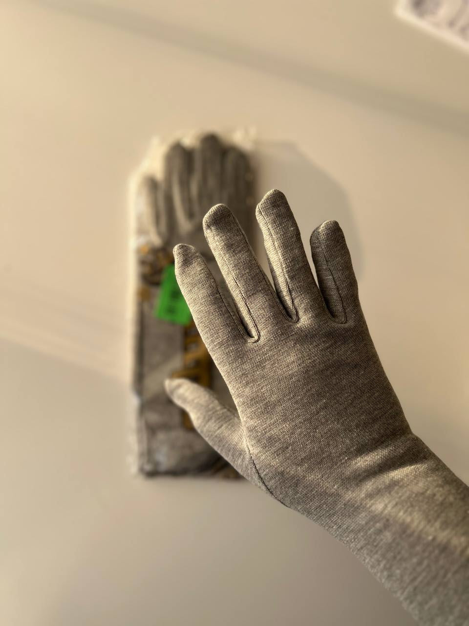 Gloves Grey Cotton Short